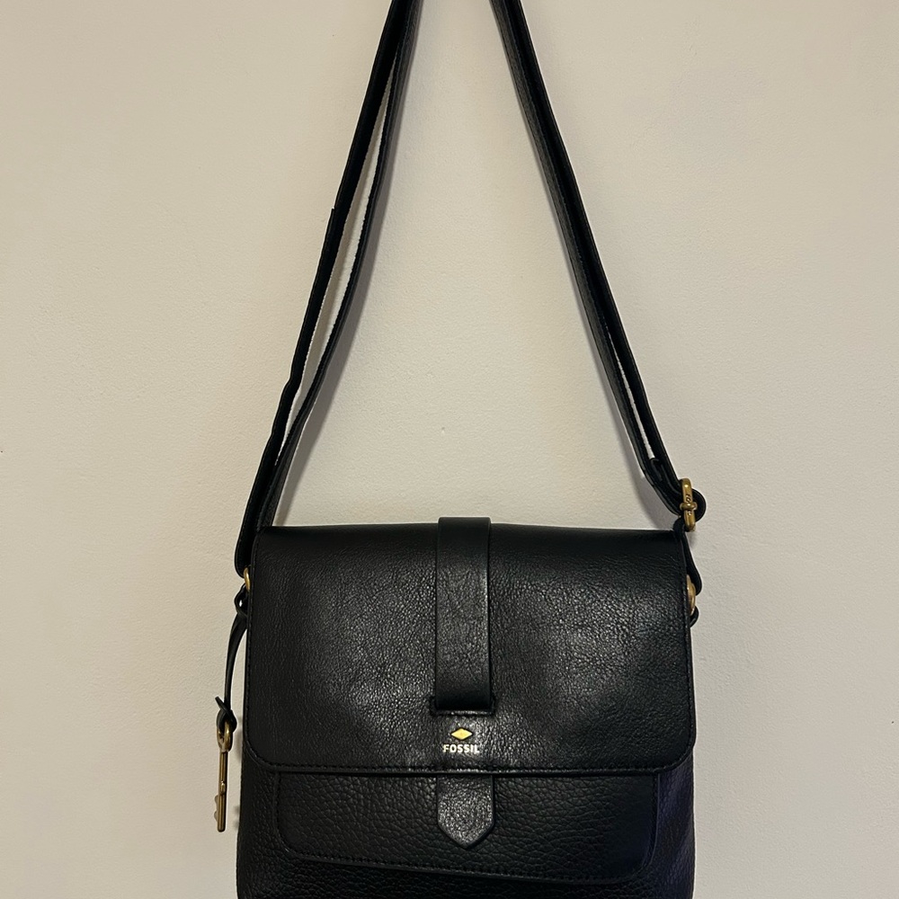 Fossil Black Leather Crossbody Bag